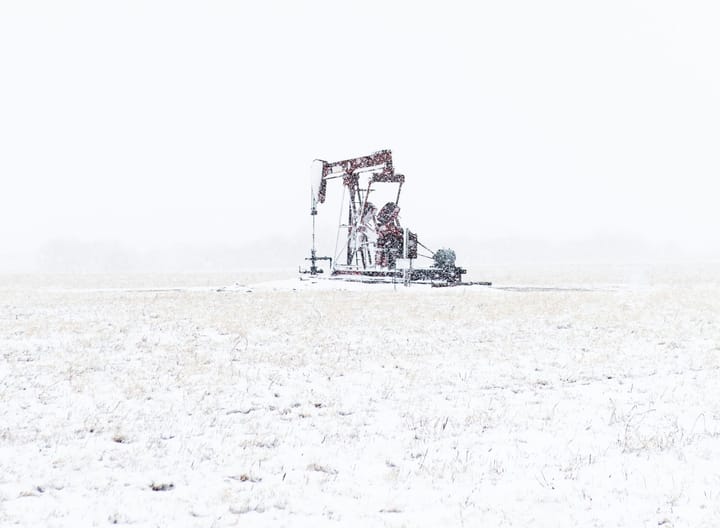 Oil rig in North Dakota winter